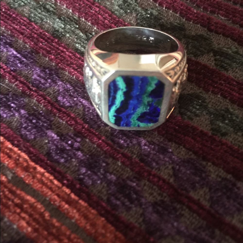 Azurite/sterling silver men’s ring